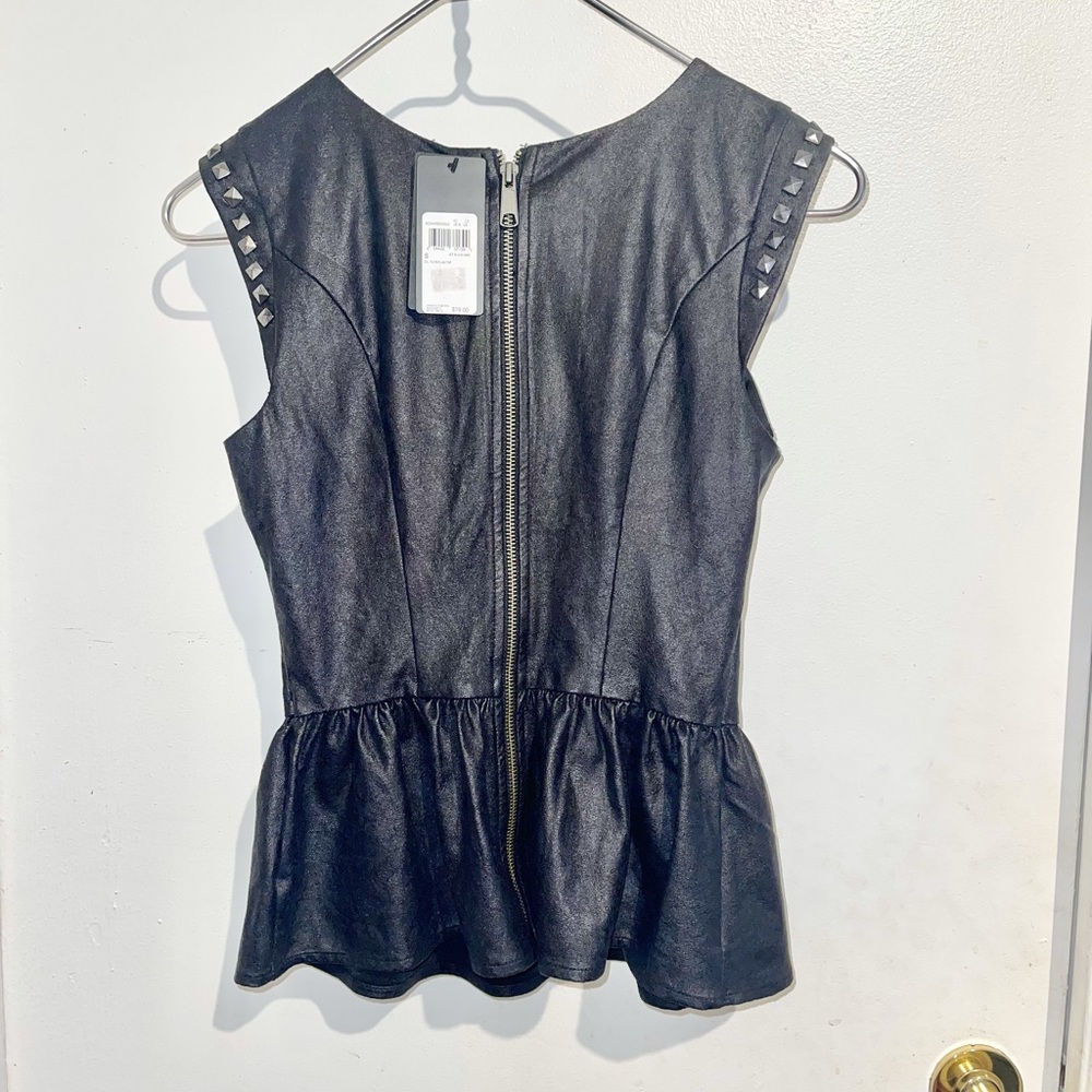 Guess Sleeveless PU Peplum Top (S)